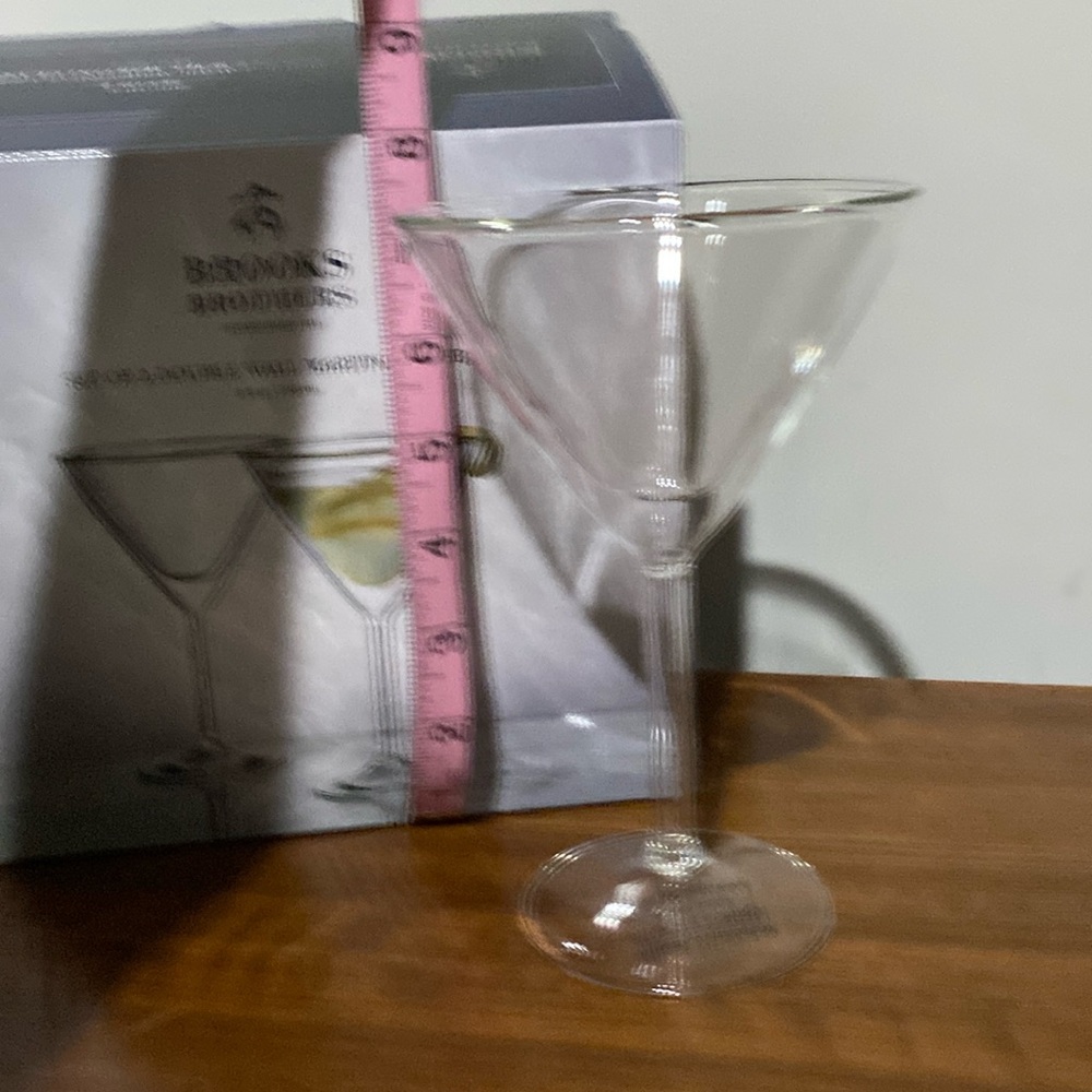 Brooks Brothers set of 2 martini glasses, NWOT +  NWT- stainless steel picks
